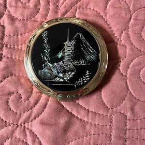 Vintage Japanese Black and Gold Compact Mirror